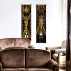 PLIGREAT 2 Pack Egyptian Tapestry with Tassels, Ancient Egypt Goddess Art Wall Hanging Vertical Narrow Egypt Civilization Home Wall Tapestry for Bedroom Living Room, 52" x 13" - color: yellow,brown