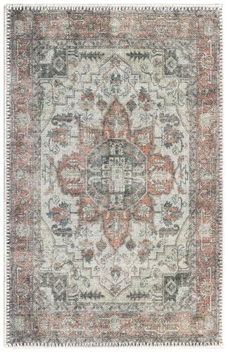 Keen Home Design 24"x36" Rug - Machine Washable Entry Rug with Non-Slip Backing, Ideal for Enteryway, Kitchen, Bathroom, Laundry Room - Vintage, Easy Clean, Durable, Low Pile - (2' x 3') - color: Orange/Offwhite, size: 2' x 3' (Rectangular)