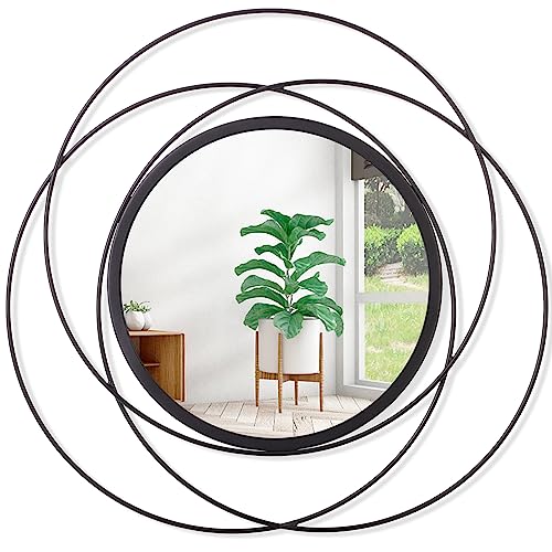 Black Circle Mirror Wall Decorative Metal Wall Mirror, Art Small Round Wall Home Mirror, Decor Living Room Bedroom Bathroom Entryway 12" - color: Round-black, size: 12"L x 12"W