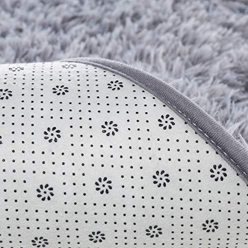 junovo Ultra Soft Washable Shaggy Rug - Non-Slip Oval Carpet for Nursery, Kids Bedroom & Home Decor (2x5ft Grey) | Plush Fluffy Floor Mat for Cozy Living Spaces - color: Grey, size: 2' x 5'