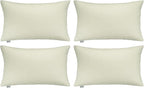 Thmyo 4-Pack 100% Cotton Christmas/Halloween Lumbar Comfortable Solid Decorative Throw Pillow Case Rectangle Cushion Cover Pillowcase Blank Pillow Covers DIY Throw Pillowcase(12x20inch/30x50cm,Beige)