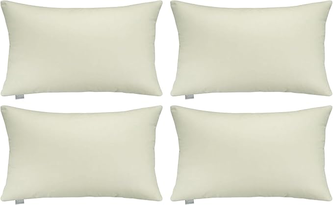 Thmyo 4-Pack 100% Cotton Christmas/Halloween Lumbar Comfortable Solid Decorative Throw Pillow Case Rectangle Cushion Cover Pillowcase Blank Pillow Covers DIY Throw Pillowcase(12x20inch/30x50cm,Beige)