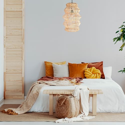 FOREVER BAMBOO Indonesian Hand-Woven Natural Rattan Pendant Light Fixture Circle Shape Woven Wicker Lampshade Chandelier Interior Decor, 15 in H x 15 in W - style: Java Circle