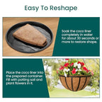6 Pack 14in Coconut Fiber Liner for Plants Round Hanging Basket Liner Wall Planter Insert Replacement Coco Coir Liner for Window Box, Fence Flower Baskets Pot for Porch, Patio & Garden (6, 14 inch) - size: 14 inch