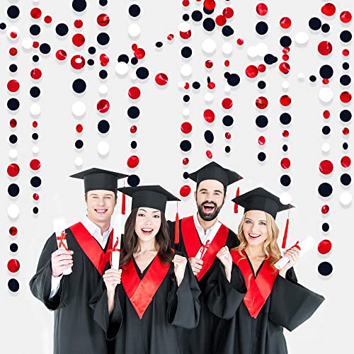 46 Ft Red Black and White Circle Dots Garland Hanging Paper Polka Dots Streamer for Graduations Birthday Bachelorette Engagement Wedding Bridal Shower Holiday Casino Poker Pirate Party Decorations - color: Black Red