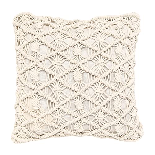 REDEARTH Macrame Throw Pillow Cushion Covers-Woven Decorative Farmhouse Square Cases Set for Couch, Sofa, Bed, Farmhouse, Chair, Dining, Patio, Outdoor, car; 100% Cotton (18x18; Natural) Pack of 2 - color: Clover Natural, size: 18" x 18" (Pack of 2)