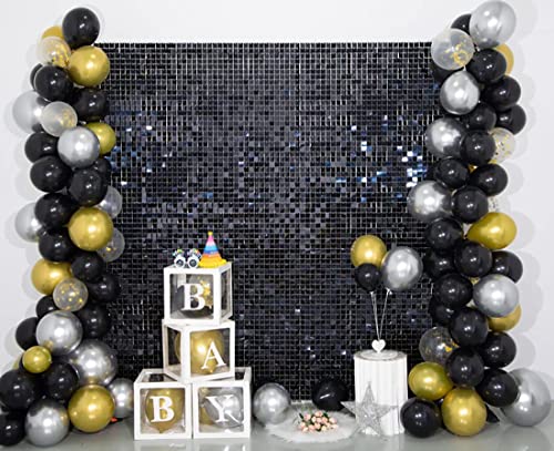 Kate Square Black Sequin Backdrop Panels for Party Decoration Glitter Sequin Panel (Pack of 12) - color: Black