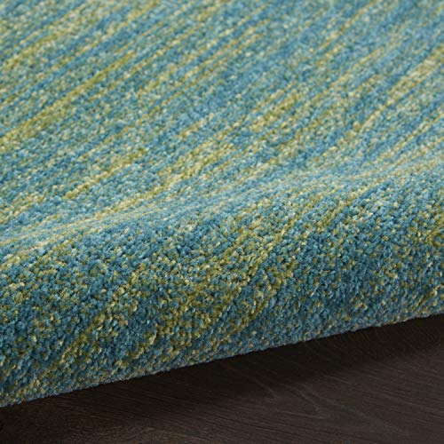 Nourison Home Nourison Essentials Blue Green 2'2" x 10' Area Rug - Easy Clean, Non Shedding, Bed Room, Living Room, Dining Room, Kitchen (10' Runner) - color: Blue Green, size: 2'2" x 10' (Runner)