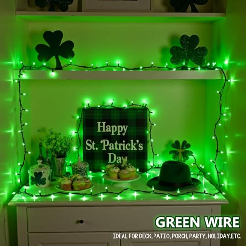 13FT 50-Count Green Christmas Lights, Incandescent Mini String Lights with Green Wire, Connectable St Patrick's Day Decorations Lights Waterproof for Indoor Outdoor Tree Garland Xmas Holiday - color: Green