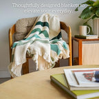 Laurel Ridge Striped Afghan Throw Blanket | Thick & Cozy | Cotton USA Made (73x48) - color: Laurel Ridge