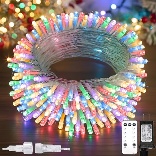 suddus Connectable Christmas Lights with Remote, Multicolor String Lights with Timer, 66ft 200 Led Fairy Lights Plug in for Xmas Tree, Bedroom, Dorm, Yard, Garden, Party, Indoor, Outdoor Decorations - color: Christmas Multicolored, size: 200LED Connectabl