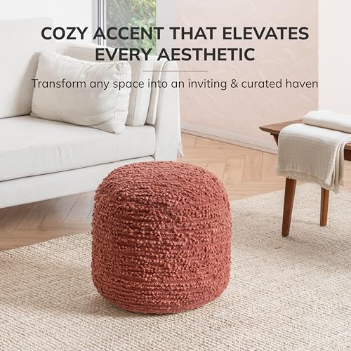 Anji Mountain Pouf Ottoman Foot Rest, Handmade Ottoman Pouf, Comfortable Foot Stool, Decorative Floor Seating for Living Room Decor, Bedroom & Home Décor Accent - Terracotta - color: Terracotta