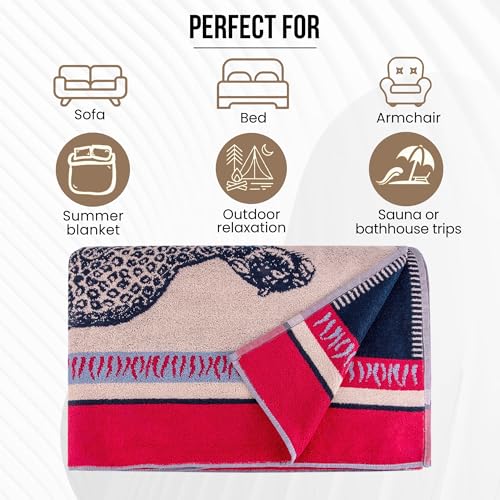 100% Cotton Throw Blanket for Couch Sofa or Bed All Season Terry Blankets & Throws, Lightweight & Breathable Cotton Blanket, Picnic Rug, Terry Bed Sheet (Leopards) - color: Leopards