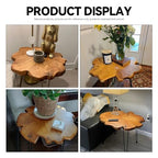 27.5 Inch Live Edge Side Table, Wood Small End Table with Waterproof, Rustic Accent Table Unique for Living Room, Bedroom, Home, Freeform - size: 27.5"D x 27.5"W x 20"H