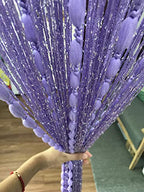 Door String Curtain Flat Silver Ribbon Thread with Shaggy Tassel Room Divider, 39’’x79’’ (Purple-style2) - color: Purple-style2
