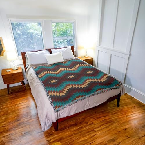 Pure Country Weavers Desert Oasis - Western Tapestry Throw Blanket Woven from Cotton - Made in The USA (72x54) - color: Desert Oasis