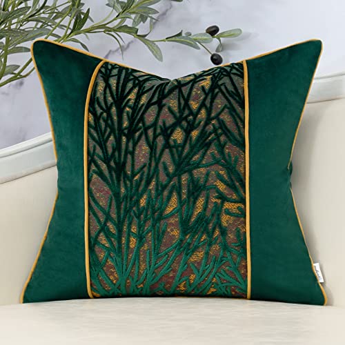 Yangest Green Twigs Throw Pillow Cover Velvet Branches Velvet Cushion Case Neutral Pillowcase for Sofa Couch Bedroom Living Room Home Decor,18x18 Inch - color: Green Twigs, size: 18" x 18" (Pack of 1)