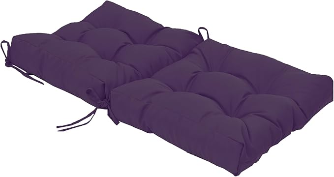 QILLOWAY Outdoor Seat/Back Chair Cushion Tufted Pillow, Spring/Summer Seasonal Replacement Cushions - Set of 2 (Purple)