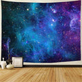Lahasbja Galaxy Tapestry Blue Starry Sky Universe Space Tapestries Wall Hanging Mysterious Nebula Stars Backdrop for Living Room Dorm - size: 51.2"L x 59.1"W