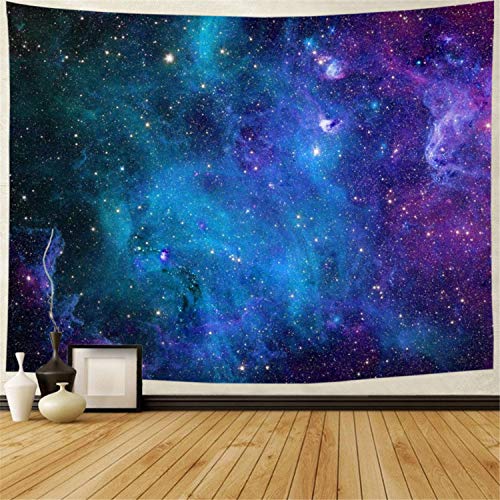 Lahasbja Galaxy Tapestry Blue Starry Sky Tapestries Universe Space Wall Hanging Tapestries Mysterious Nebula Stars Backdrop for Living Room Dorm (Blue Galaxy, S/39.4" × 52.4") - size: 39.4"L x 52.4"W