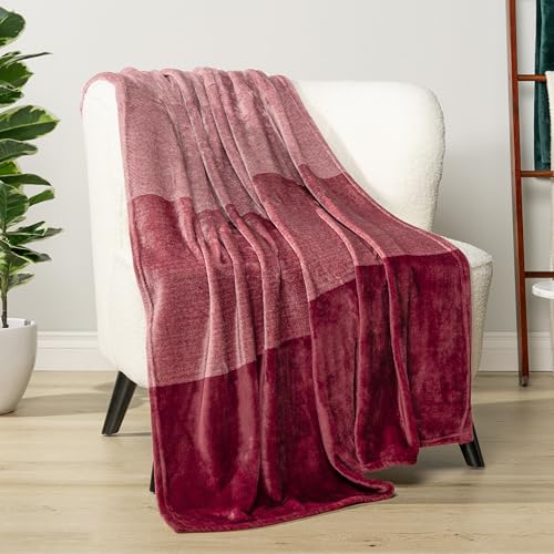 PAVILIA Red Ombre Fleece Throw Blanket for Couch, Soft Flannel Blanket for Sofa Bed Room, Plush Lightweight Burgundy Dark Maroon Red Gradient Blanket, Cozy Microfiber Decorative Gift Throw, 50x60 - color: Gradient - Wine, size: 50 x 60 Inches - Throw