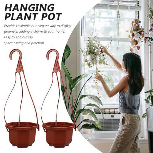 YARNOW Hanging Planters 10 Pack, 3.5 Inch Plastic Plant Pots with Drainage Holes and Hooks for Indoor Balcony Patio Garden
