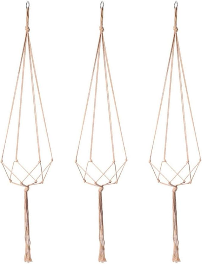 3 Pack Macrame Plant Hanger, Handmade Cotton Rope Plant Hangers Set with Tassel Countyard Indoor Outdoor Flower Pot Plan-t Hanger Home Decor for Indoor Outdoor(Color:Primary)