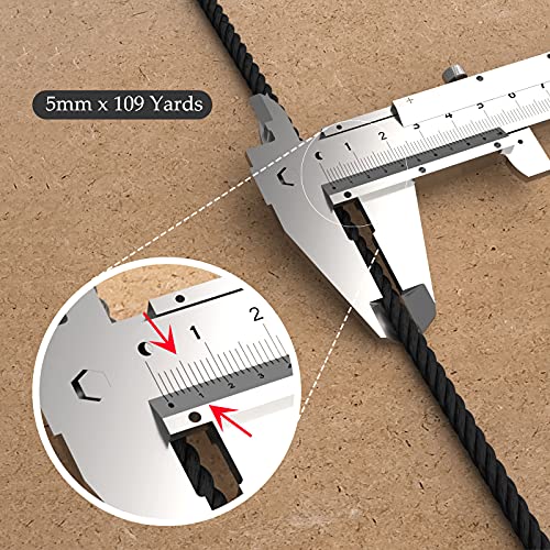 Macrame Cotton Cord 5mm x 109 Yards, ZUEXT 100% Natural Handmade Colorful 4 Strands Twisted Braided Cotton Rope for Wall Hanging Plant Hangers Gift Wrapping Tapestry DIY Crafts(100m, Black) - color: Black, style: 5mm x 100m