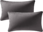 Lumbar Pillow Covers 12x20 Dark-Grey: Pack of 2 Cozy Soft Velvet Rectangular Modern Luxury Decorative Throw Pillow Cases for Sofa Couch Living Room Bed Home Decor