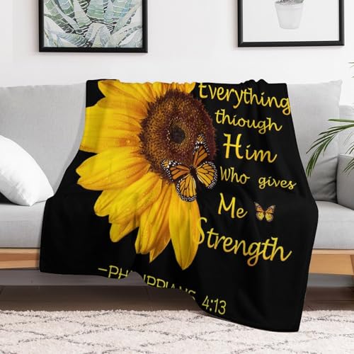 Sunflower Blanket,Vintage Country Farm Sunshine Sunflower Plant Flower Leaf Butterfly Print Blanket for Couch Sofa Bed Decorative Gifts 30x40 - color: Blanket-2, size: 30"x40"