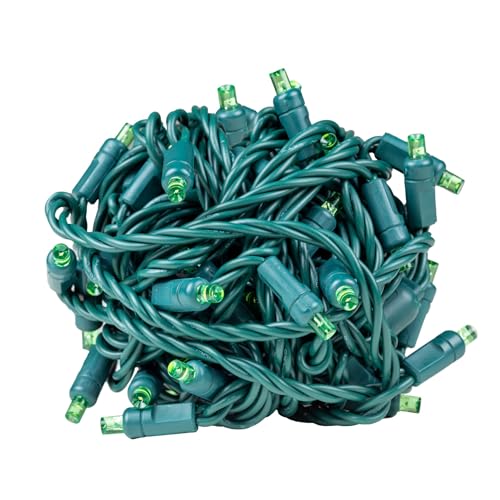 Novelty Lights 25ft 50 LED Lime Green Christmas Lights Outdoor/Indoor, 6" Spacing, Green Wire String Lights for Festive Xmas Lighting, IP55, UL Listed, Dimmable, Connectable - color: Lime Green