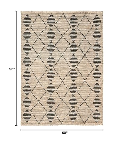 SAFAVIEH Bohemian Collection 5' x 8' Beige / Black BOH703Z Handmade Moroccan Tribal Jute Area Rug - size: 5' x 8' (Rectangular)