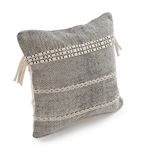 Trade AM LR Home 20" x 20" Inches Striped Cotton Throw Pillow Covers for Home Decor Shabby Chic Boho Cushion Covers for Throw Pillows Perfect for Living Room Couch & Bedroom Decorations Black/Natural - color: Cream/Black, size: 20" x 20" (Pack of 1)