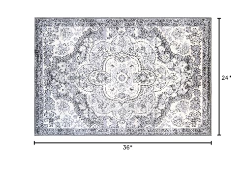 Rugshop Vintage Distressed Bohemian Area Rug 2' x 3' Ivory - color: Ivory, size: 2' x 3' (Rectangular)