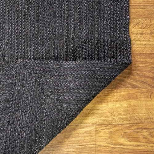 Super Area Rugs Farmhouse Jute Braided Rug - Reversible Natural Fiber- Eco Friendly Rug for Living Room - Kitchen - Entryway Hand Woven, Black, Rectangle 3' X 5' - color: Black, size: 3' x 5' (Rectangular)