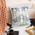 YIcabinet Pillow Covers Set of 2, Embroidered Branch Pattern Throw Pillow Cover,Square Cotton Cushion,Pillow Case for Sofa Bedroom Couch,18"x18" - color: Branch Pattern