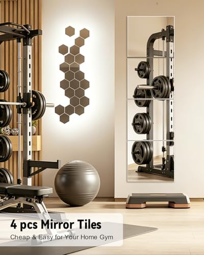 Full Length Wall Mirror Tiles, 12'' x 12'' x 4PCS, Acrylic Unbreakable Full Body Mirror for Bedroom Squares Shatterproof Mirror Sheets Wall Mounted for Home Gym Door Plexiglass Mirrors Safe for Kids - size: 12x12Inchx4Pack
