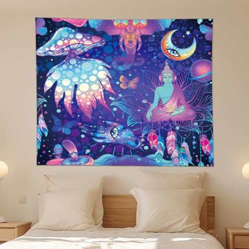 Fantasy Abstract Tapestry Wall Hanging for Bedroom Living Room Mystical Home Decor - color: Buddha Statue, size: 78.7"L x 59.1"W
