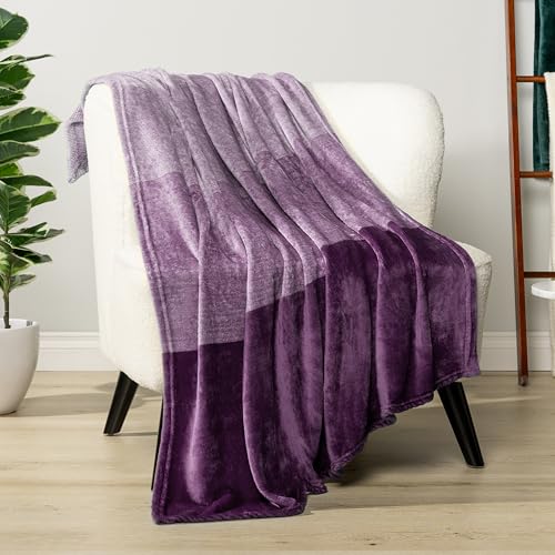 PAVILIA Purple Ombre Fleece Throw Blanket 50x60, Soft Lightweight Flannel Blanket for Couch Sofa Bed, Plush Lavender Lilac Gradient Microfiber Decorative Throw Gift - color: Gradient - Purple, size: 50 x 60 Inches - Throw