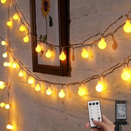 Minetom Globe String Lights, 33 Feet 100 Led Fairy Lights Plug in, 8 Modes with Remote Mini Globe Lights for Indoor Outdoor Bedroom Party Wedding Garden Christmas Tree Decor, Warm White - color: Warm White, size: 100LED