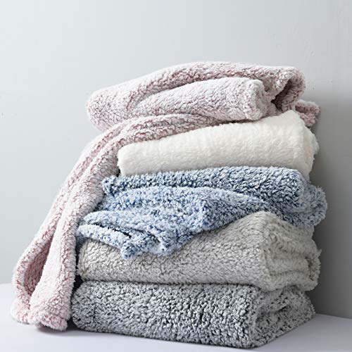 Ultra Soft Cozy Sherpa Throw Blanket, Solid Antique White Light Weight Warm Decorative Boho Style Plush Throw Blanket Cover for Sofa, Couch, Bedroom,Travel, Pattern Reversible, 50”x60” - color: Antique White, size: Throw-50'' x 60''