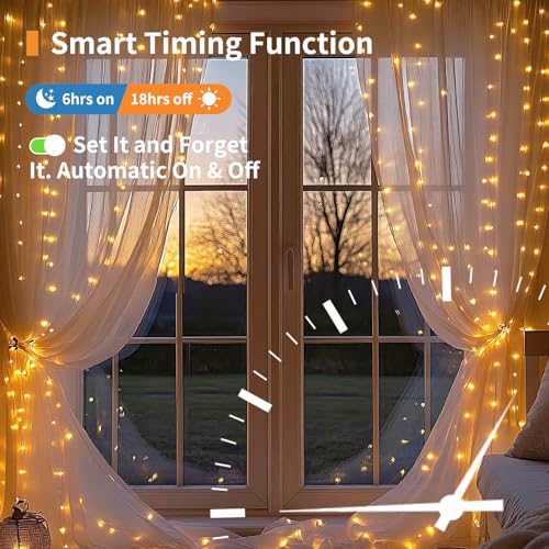 Fairy Curtain Lights, 200 LED Upgraded Tangle-Free Hanging Lights with Remote, USB Plug in String Lights for Bedroom Wall Window Wedding Party Xmas Home Décor - 9.8 x 6.6 Ft, Warm White - color: Warm White, size: 1-Pack - 10 Ft (W) x 6.6 Ft (L)