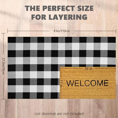 Buffalo Plaid Area Rug, Checkered Rug 27.5x43 Inches, Black and White Rug, Washable Cotton Mat for Front Porch, Entryway, Kitchen, Living Room, Home Decor - color: Black & White, size: 2'3" x 3'7" (Rectangular)
