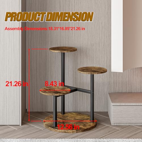 INGIORDAR Plant Stand Indoor Outdoor Corner Plant Shelf for Multiple Flower Pots Flower Stand Holder for Patio Garden Balcony Living Room (Black+Rustic Brown, 4 Tier) - color: Black 4 Tier, size: 4 Tier