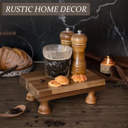EOSAHR Farmhouse Wooden Riser for Display : Decorative Pedestal Stand for Kitchen Decor and Perfume Tray for Bathroom Counter Organizer - The Home Decor for Apartment Essentials (Acacia Wood) - color: B-Light Acacia