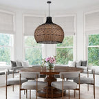 Arturesthome Rattan Pendant Light Fixtures for Kitchen Island, Wicker Chandelier, Handmade Woven Hanging Ceiling Light Lampshade for Living Room Bedroom - size: 19.6" * 17.7"