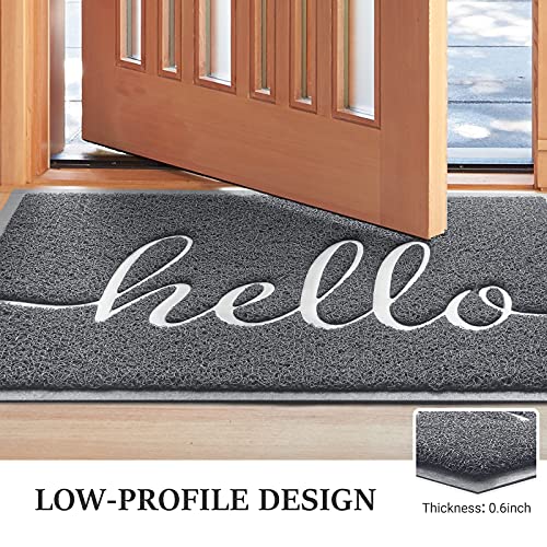 Door Mat (36"x24",Grey) Welcome Mat Low Profile Front Doormat Indoor Outdoor Door Non Slip Rugs for Entryway, Patio, High Traffic Areas - color: Grey, size: 2' x 3' (Rectangular)