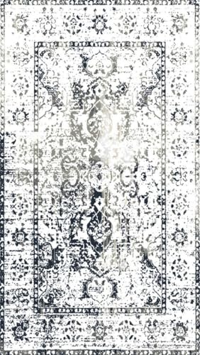 Black Grey Vintage Distressed Soft Wool Large Area Rug 2x3 Non Shedding Washable Antique Rug for Living Room Bedroom Diningroom Traditional Floral Farmhouse Dorm Nursery Guestroom Floor Carpets - color: J, size: 2x3