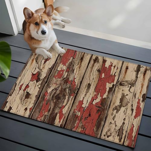 Farmhouse 2x3 Small Rug for Entryway Kitchen Front Door, Country Rustic Shabby Chic Retro Wooden Texture Washable Throw Rug Absorbent Non-Slip Indoor Floor Mat for Kitchen Entrance Dog Home Office - color: Brown, size: 2' x 3' (Rectangular)