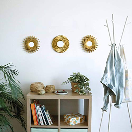 BONNYCO Gold Mirrors for Wall Pack of 3, Round Wall Mirrors Bedroom Room and Home Decor. Espejos Decorativos de Pared Sala Dormitorio, Modern Minimalist Decor Vintage, Chic. Gifts for Women, Mums - color: Gold
